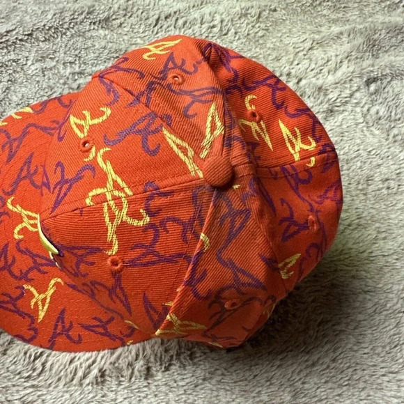 Atlanta Braves Hat New Era 59Fifty All Over Print Baseball Cap Orange 7 5/8 New - Picture 7 of 16